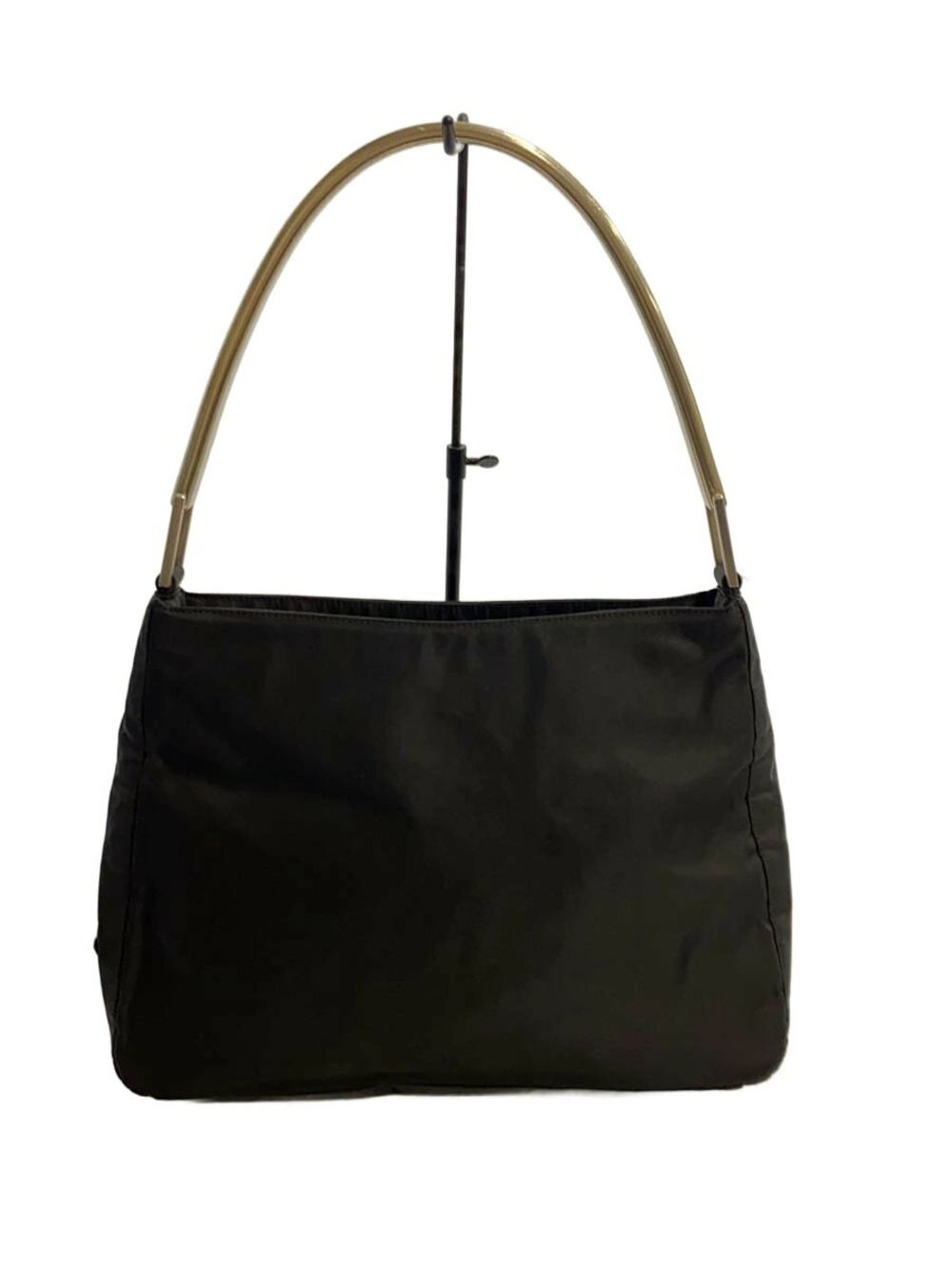 Prada Triangle Handbag Metal Handle Black